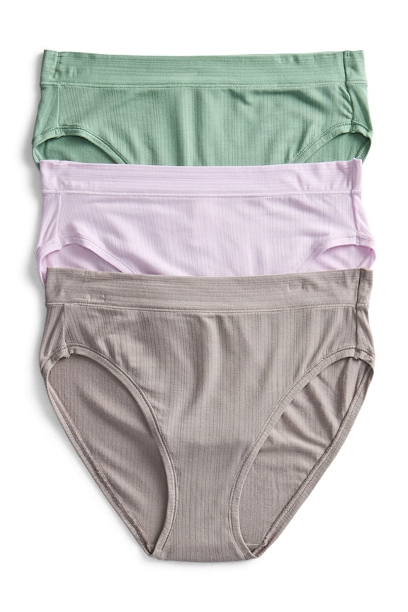 Women's Ribbed Modal High Cut Panties, 3-Pack, Sizes XS-3XL