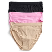 Joyspun Women's Ribbed Modal High Cut Brief Panties, 3-Pack, Sizes XS-3XL