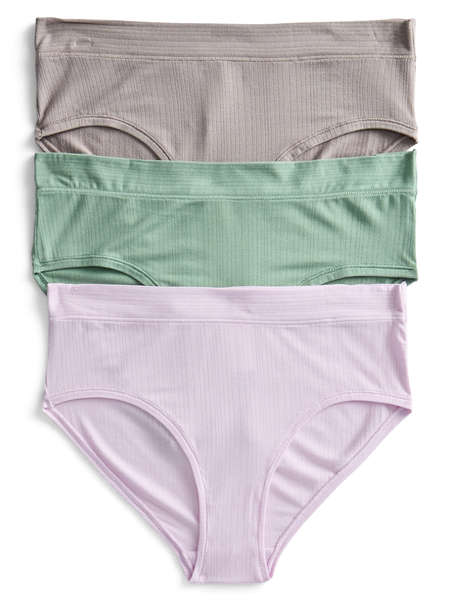 Joyspun Women's Ribbed Modal Hipster Panties, 3-Pack, Sizes XS-3XL