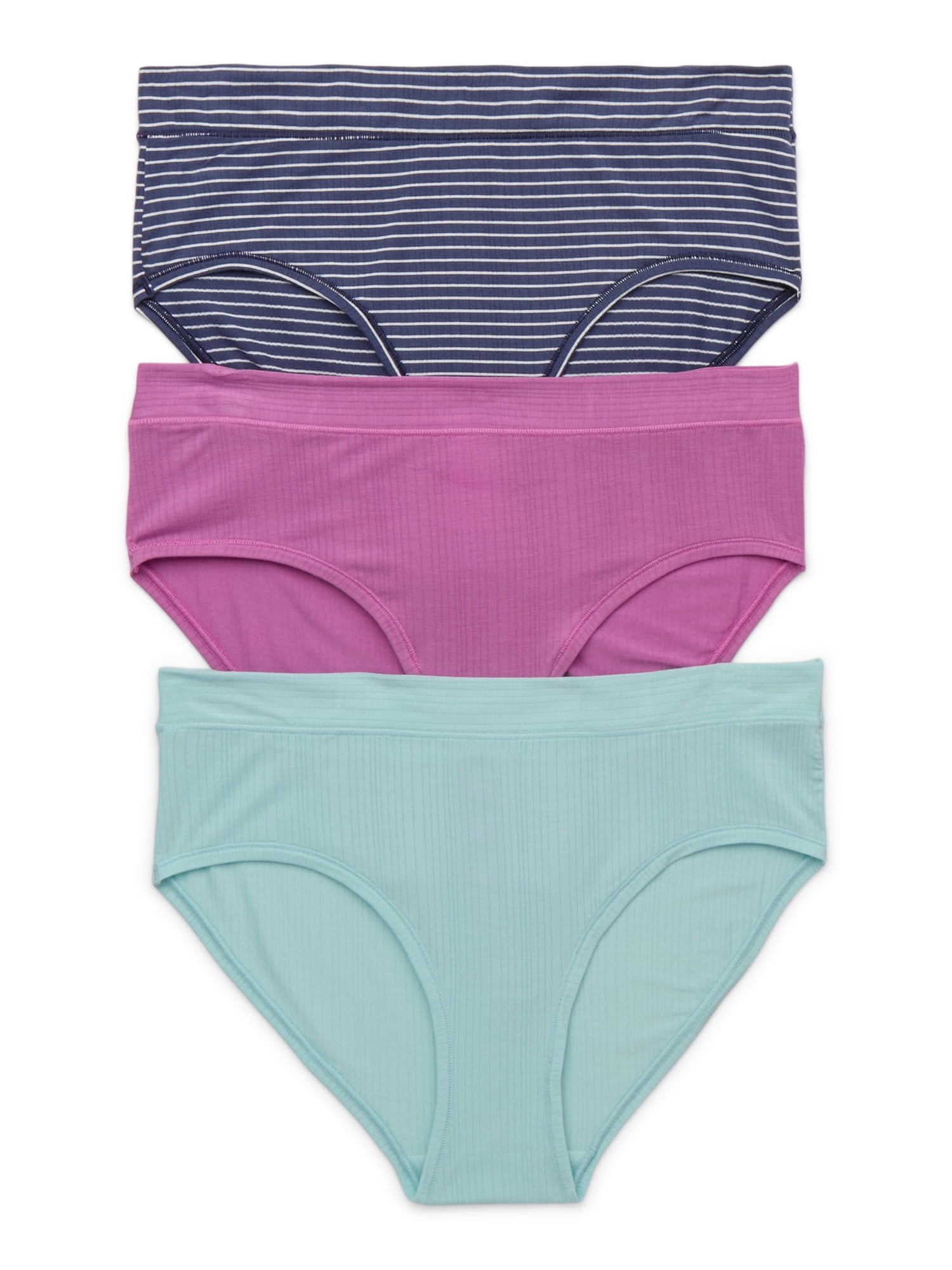Joyspun Women's Ribbed Modal Hipster Panties, 3-Pack, Sizes XS-3XL