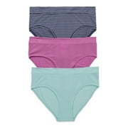 Joyspun Women's Ribbed Modal Hipster Panties, 3-Pack, Sizes XS-3XL