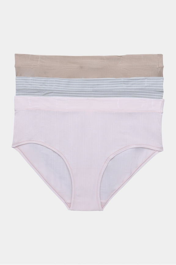 Women's Ribbed Modal Hipster Panties, 3-Pack, Sizes XS to 3XL