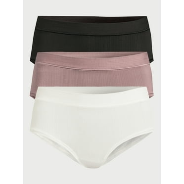 Joyspun Women’s Ribbed Modal Hipster Panties, 3-Pack, Sizes XS to 3X