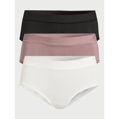 Women’s Ribbed Modal Hipster Panties, 3-Pack, Sizes XS to 3X