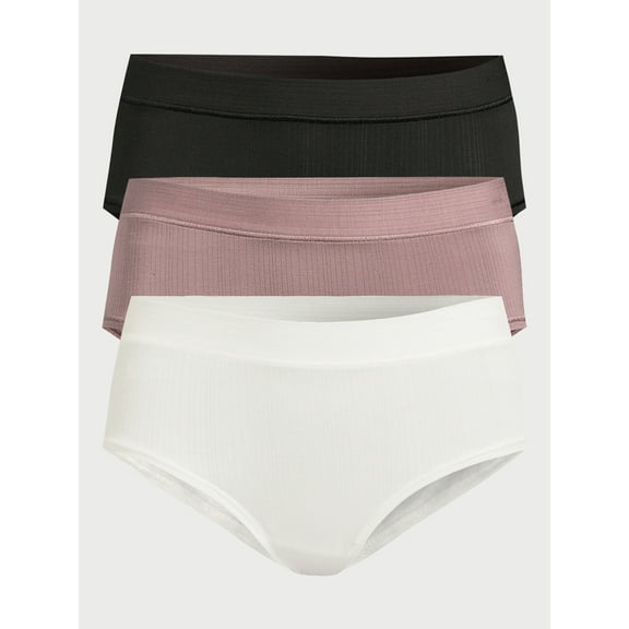 Joyspun Women’s Ribbed Modal Hipster Panties, 3-Pack, Sizes XS to 3X