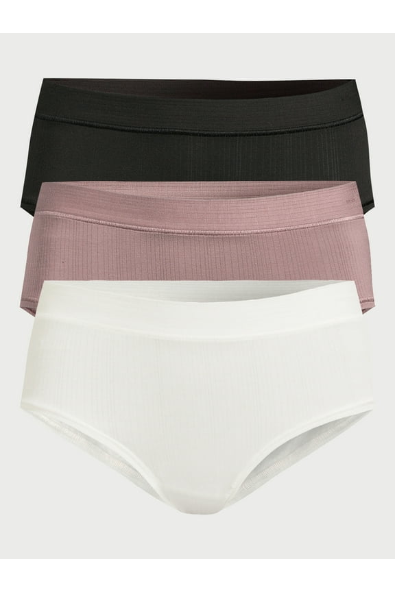 Women’s Ribbed Modal Hipster Panties, 3-Pack, Sizes XS to 3X