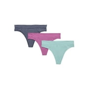 Joyspun Women's Ribbed Modal Thong Panties, 3-Pack, Sizes XS-3XL