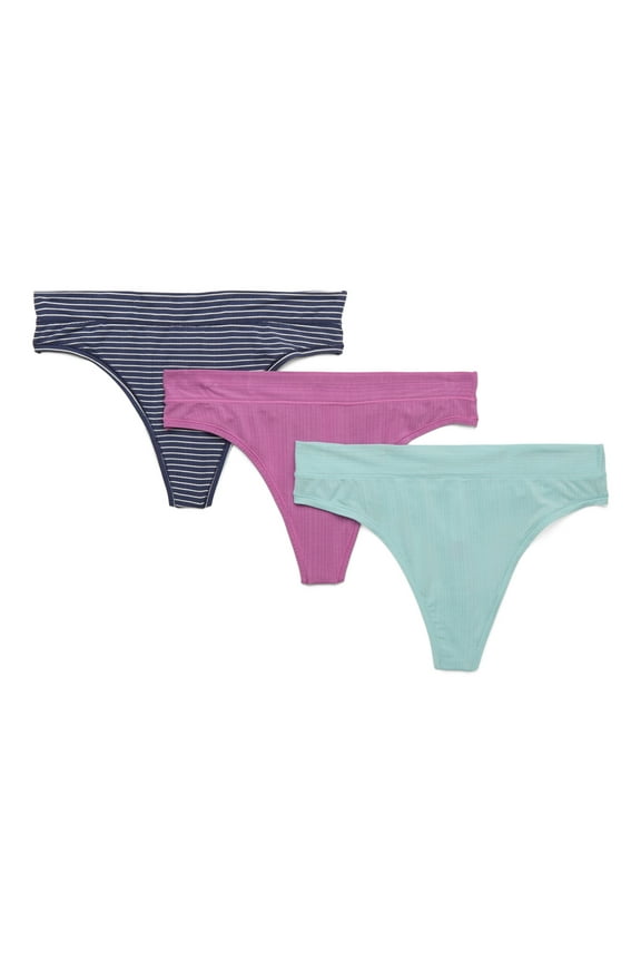 Women's Ribbed Modal Thong Panties, 3-Pack, Sizes XS-3XL