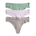 thumbnail image 1 of Joyspun Women's Ribbed Modal Thong Panties, 3-Pack, Sizes XS to 3XL, 1 of 2