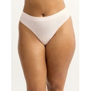 Joyspun Women's Ribbed Modal Thong Panties, 3-Pack, Sizes XS to 3XL