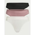 thumbnail image 1 of Joyspun Women's Ribbed Modal Thong Panties, 3-Pack, Sizes XS to 3XL, 1 of 3