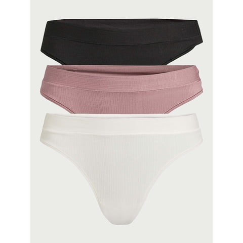 Women's Ribbed Modal Thong Panties, 3-Pack, Sizes XS to 3XL