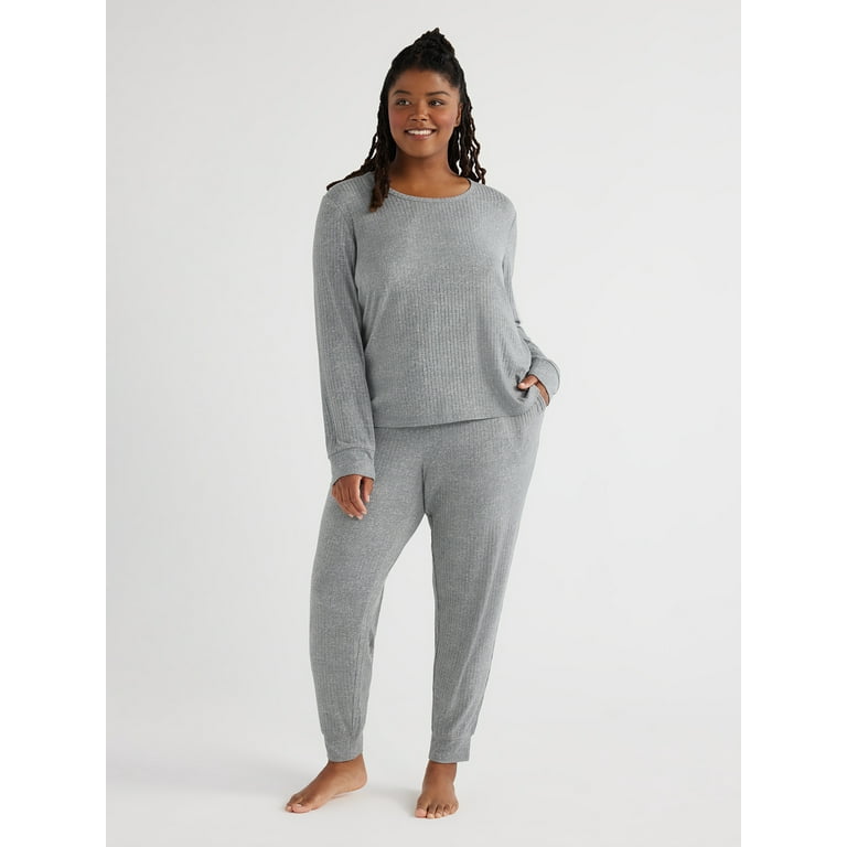 Joyspun Women s Ribbed Top and Pants Pajama Set Sizes S 3X