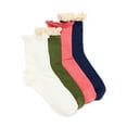 thumbnail image 1 of Joyspun Women’s Ruffle and Lettuce Edge Dress Crew Socks, 4-Pack, Sizes 4-10, 1 of 6