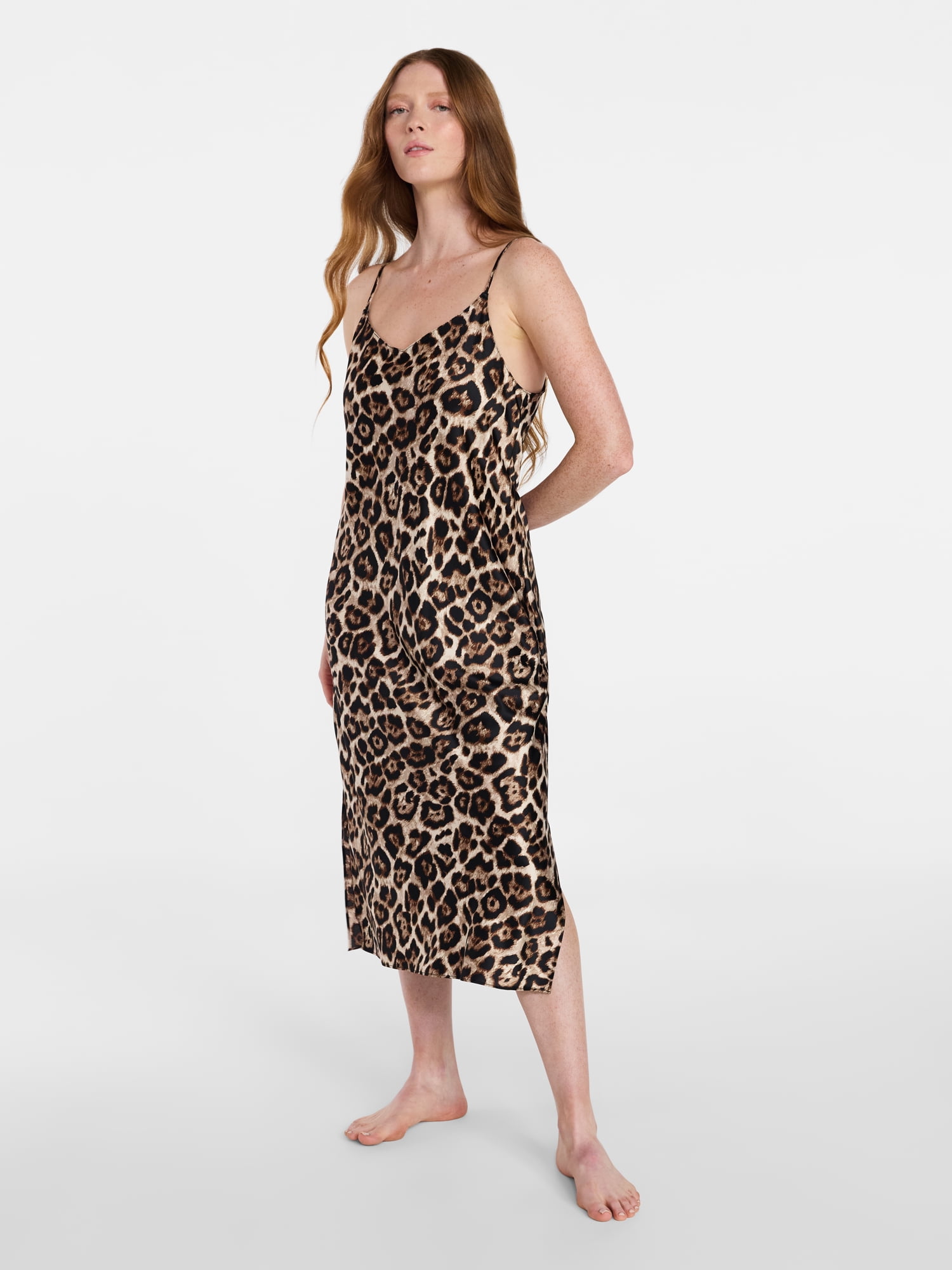 Joyspun Women’s Satin Midi Chemise, Sizes S-3X