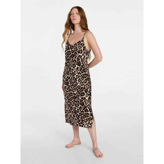 Joyspun Women’s Satin Midi Chemise, Sizes S-3X