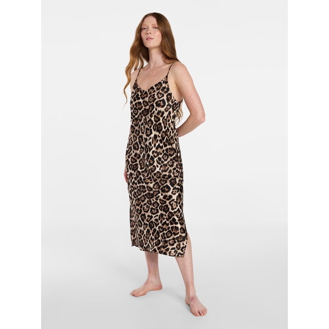 Joyspun Women’s Satin Midi Chemise, Sizes S-3X