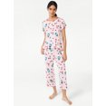 thumbnail image 1 of Joyspun Women's Scallop Trim Top and Capri Pants Sleep Set, 2-Piece, Sizes S to 3X, 1 of 4
