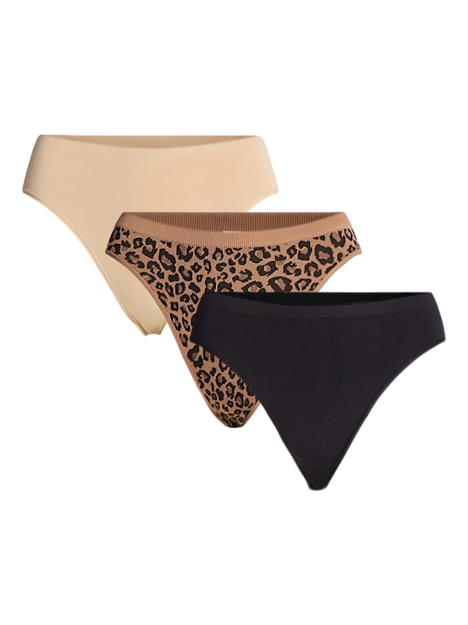 Joyspun Women's Seamless Bikini Panties, 3-Pack, Sizes XS-3XL