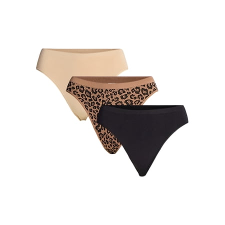 Joyspun Women's Seamless Bikini Panties, 3-Pack, Sizes XS-3XL