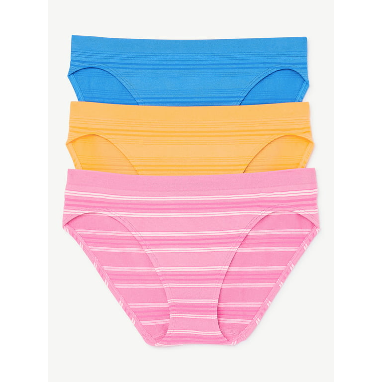 Joyspun Women's Seamless Bikini Panties, 3-Pack, Sizes XS to 3X