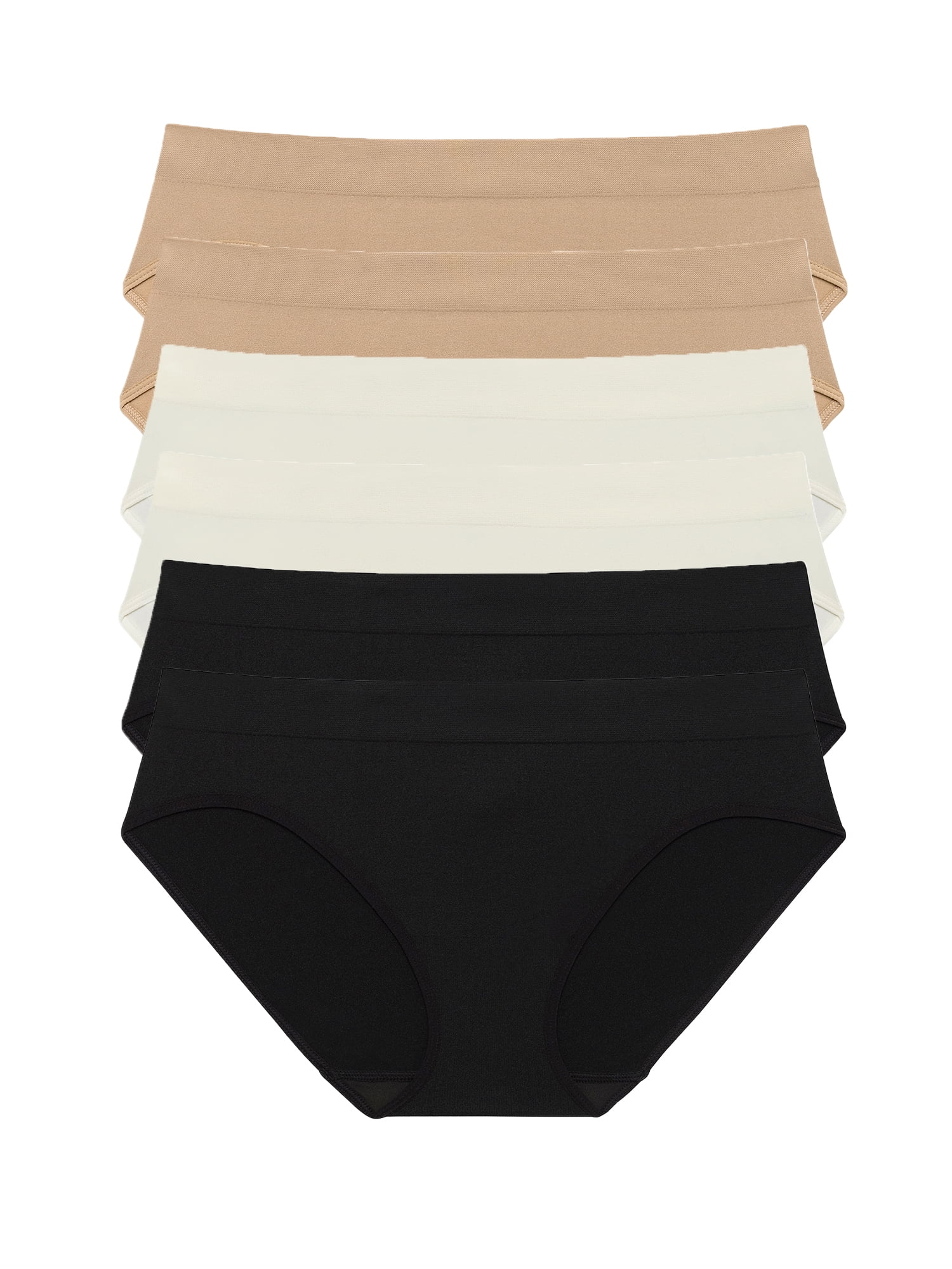 Joyspun Women's Seamless Bikini Panties, 6-Pack, Sizes XS-XXXL