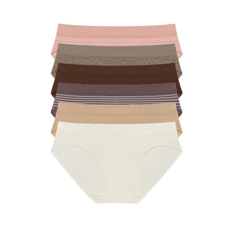 Joyspun Women's Seamless Bikini Panties, 6-Pack, Sizes XS-XXXL