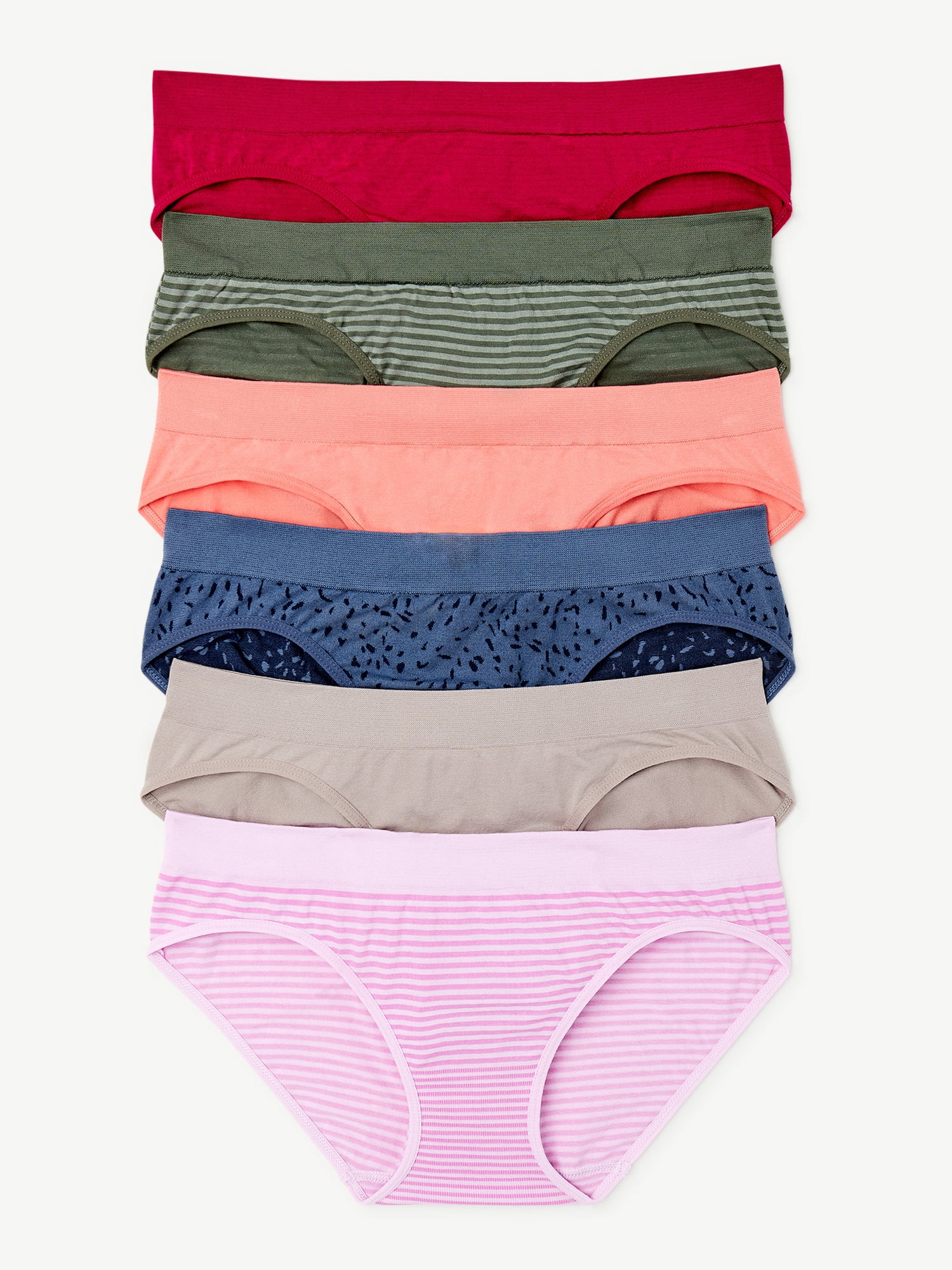 Essentials Women's Cotton Stretch Bikini Panty, 6-pack Rose