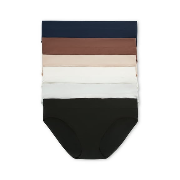 Joyspun Women's Seamless Bikini Panties, 6-Pack, Sizes XS-XXXL