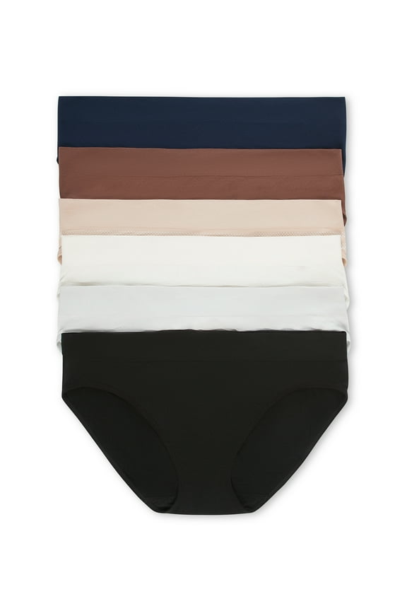 Women's Seamless Bikini Panties, 6-Pack, Sizes XS-XXXL