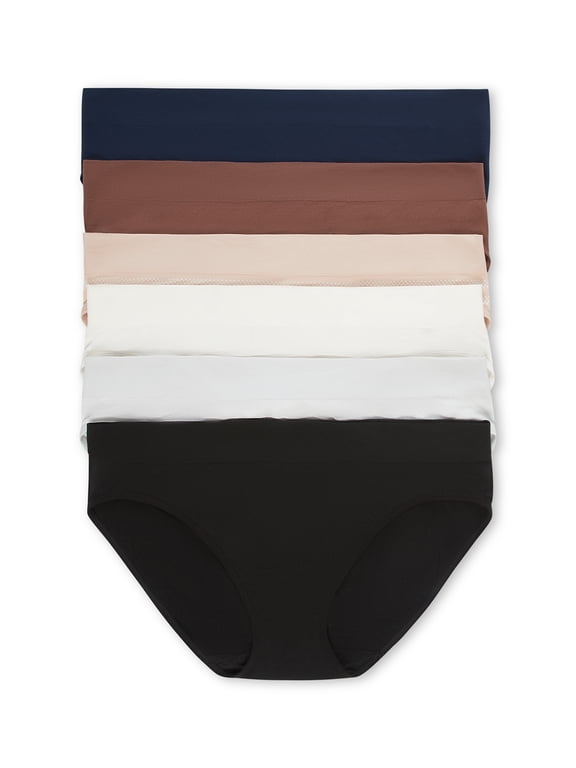Women's Seamless Bikini Panties, 6-Pack, Sizes XS-XXXL