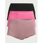 Joyspun Women's Seamless Boyshort Panties, 3-Pack, Sizes XS to 3XL