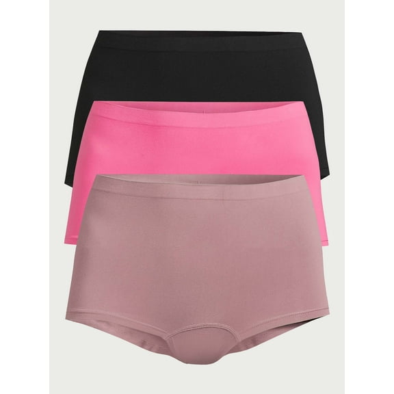 Joyspun Women's Seamless Boyshort Panties, 3-Pack, Sizes XS to 3XL