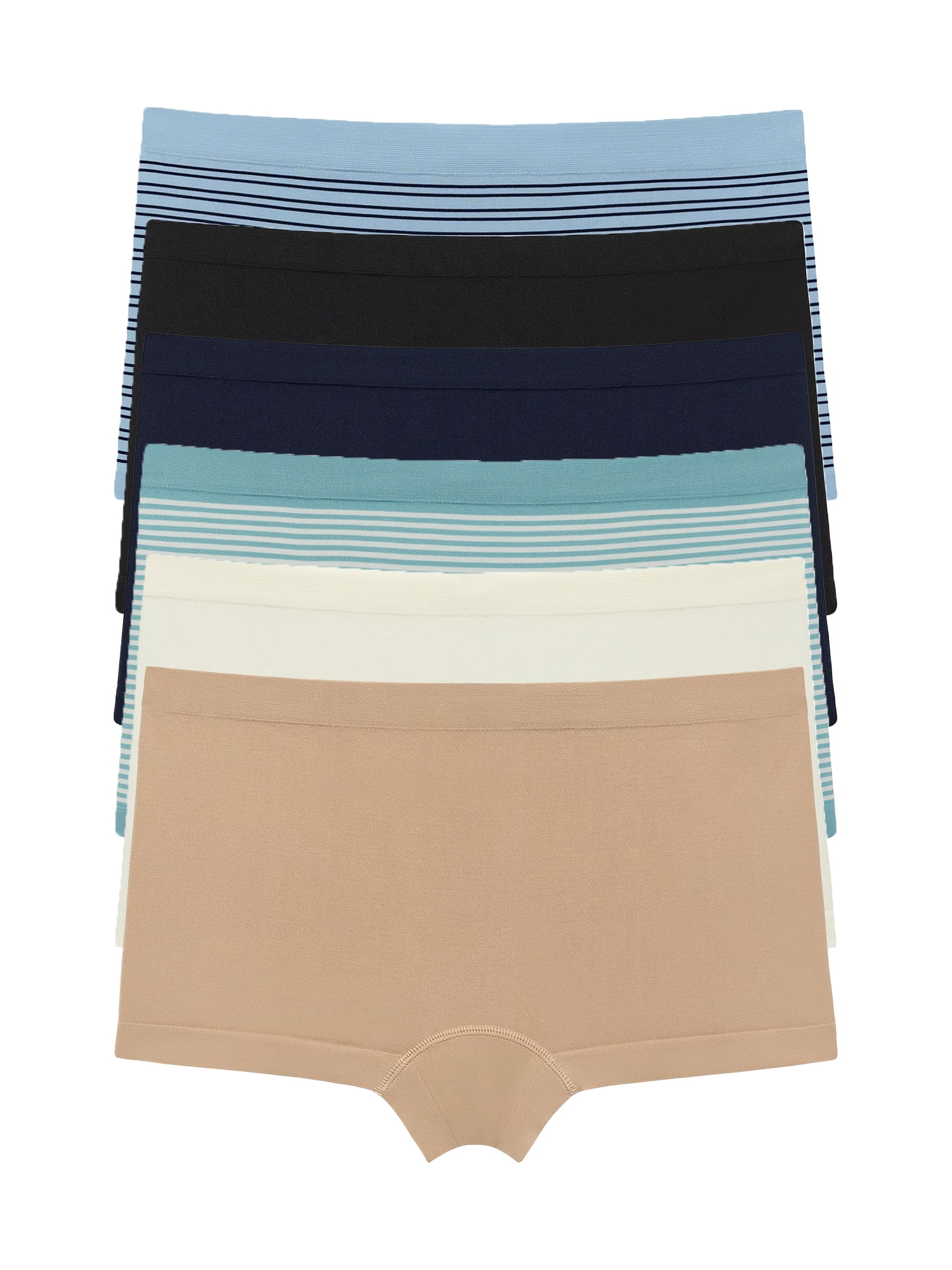 Joyspun Women's Seamless Boyshort Panties, 6-Pack, Sizes XS-XXXL