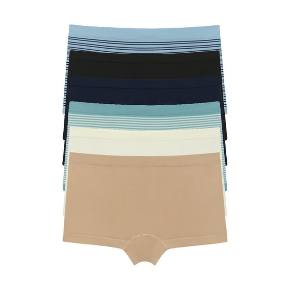 Joyspun Women's Seamless Boyshort Panties, 6-Pack, Sizes XS-XXXL