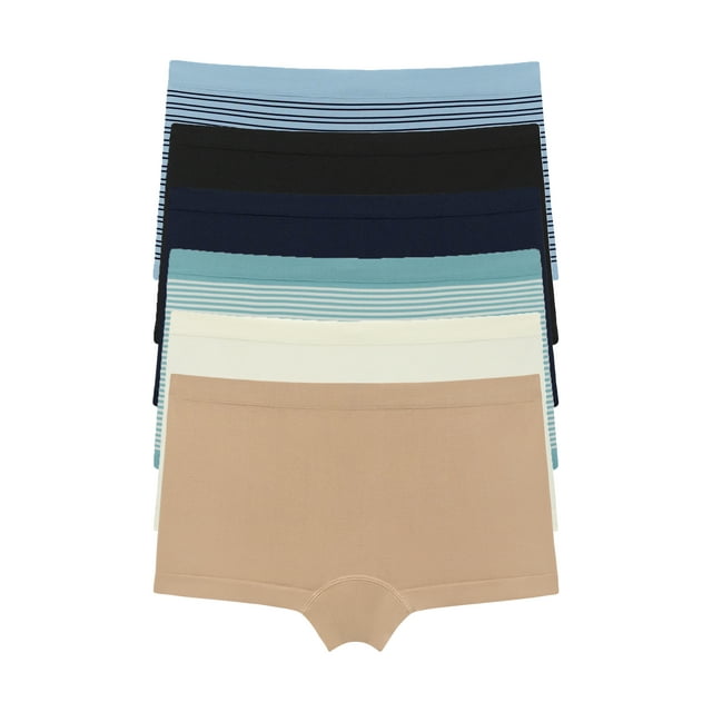Joyspun Women's Seamless Boyshort Panties, 6-Pack, Sizes XS-XXXL