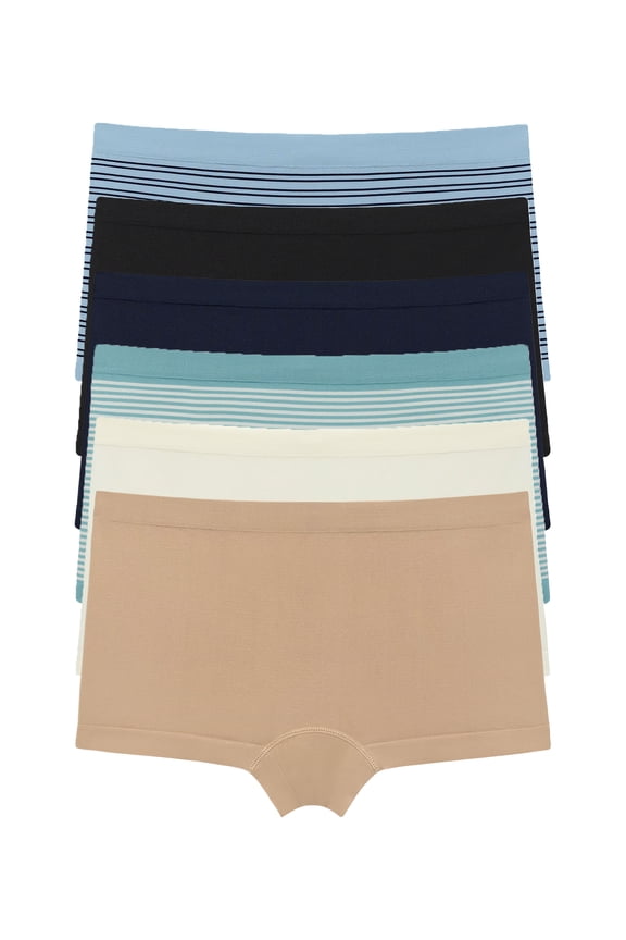Women's Seamless Boyshort Panties, 6-Pack, Sizes XS-XXXL