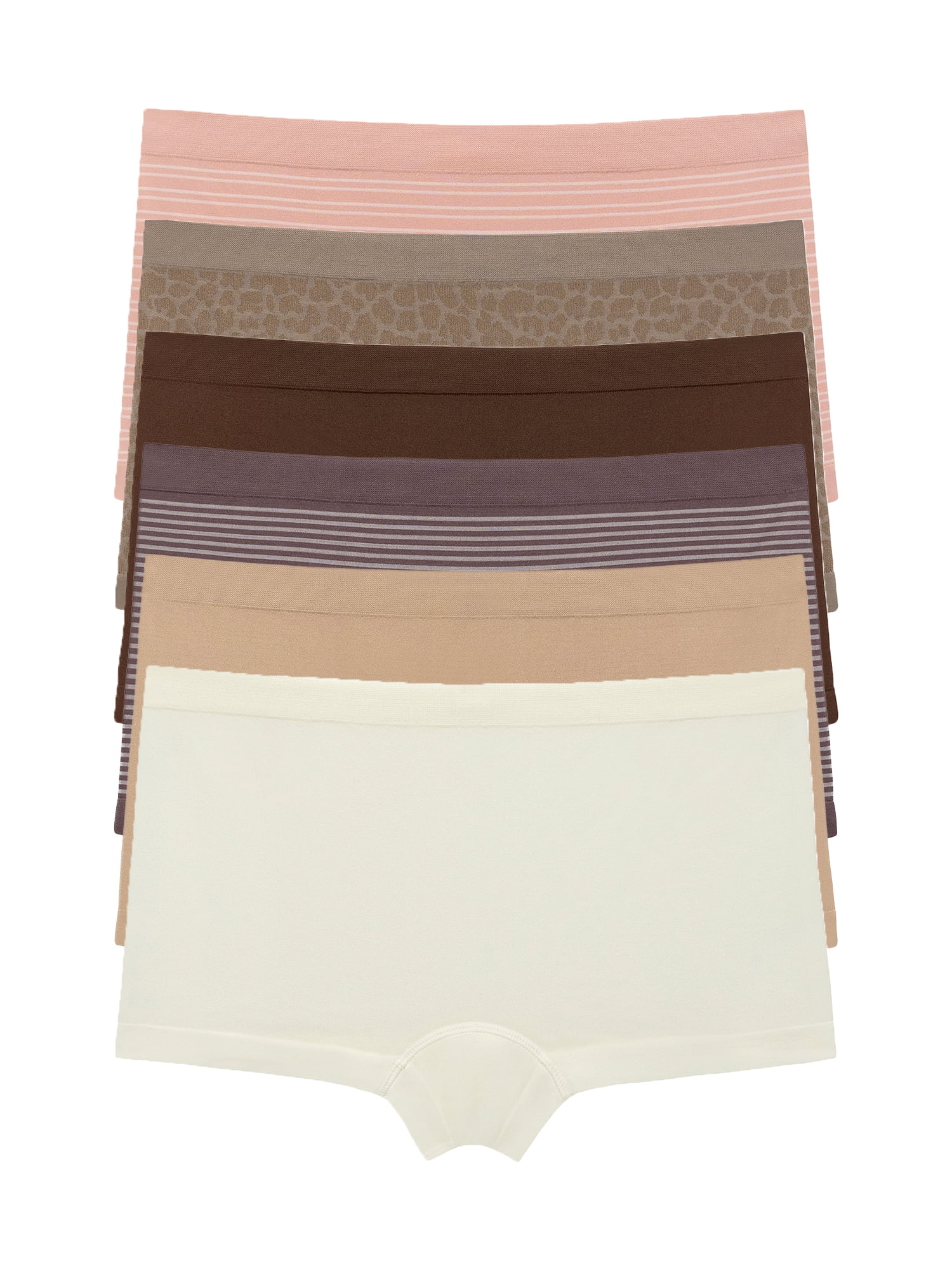 Joyspun Women's Seamless Boyshort Panties, 6-Pack, Sizes XS-XXXL