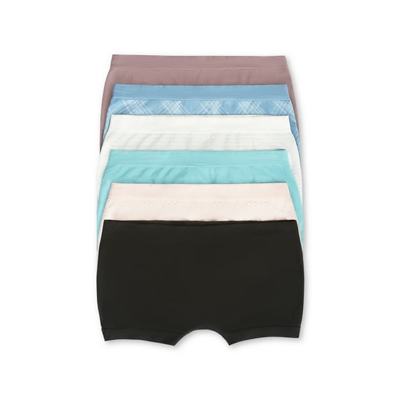 Joyspun Women's Seamless Boyshort Panties, 6-Pack, Sizes XS-XXXL