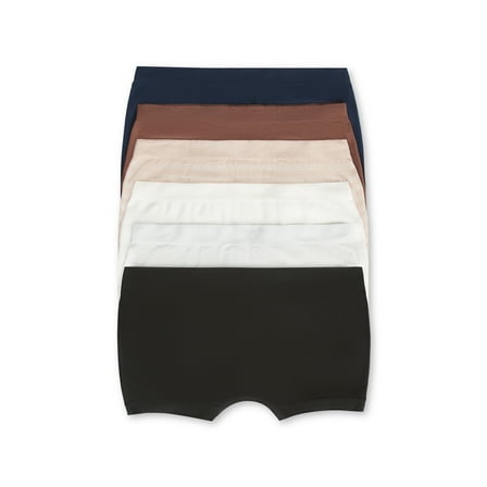 Joyspun Women's Seamless Boyshort Panties, 6-Pack, Sizes XS-XXXL