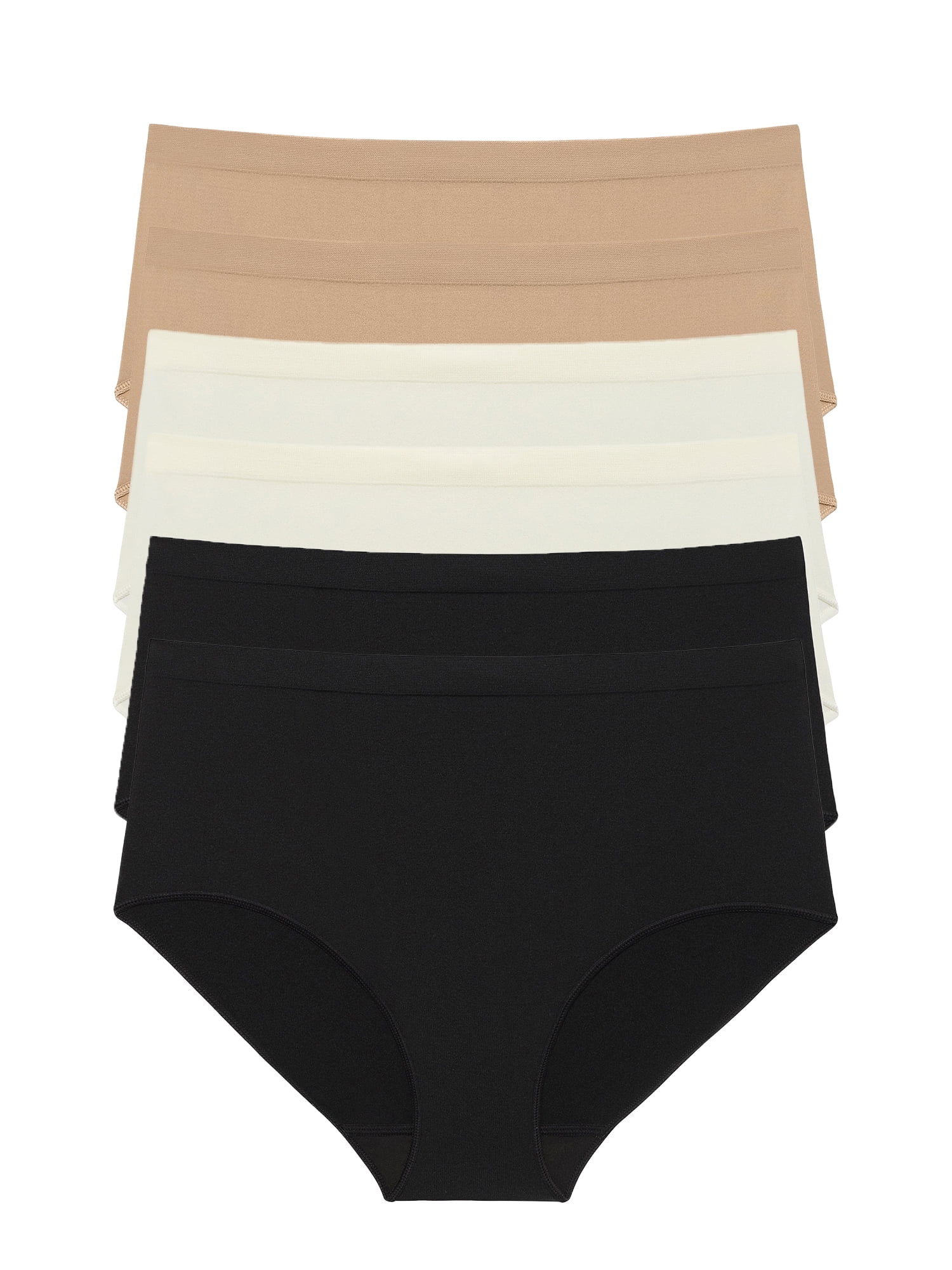 Joyspun Women's Seamless Brief Panties, 6-Pack, Sizes XS-XXXL