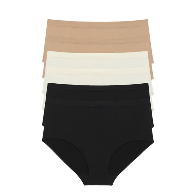Joyspun Women's Seamless Brief Panties, 6-Pack, Sizes XS-XXXL