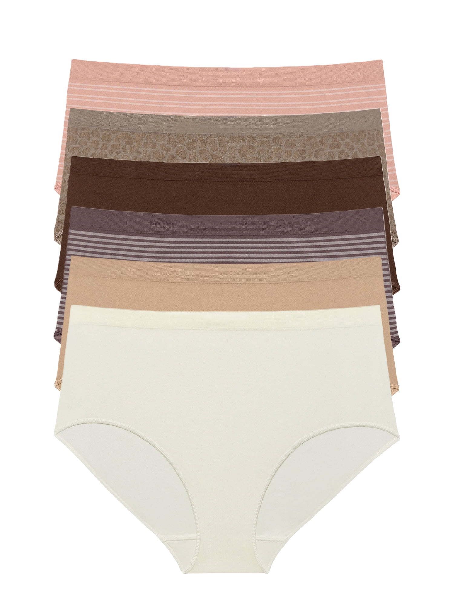 Joyspun Women's Seamless Brief Panties, 6-Pack, Sizes XS-XXXL