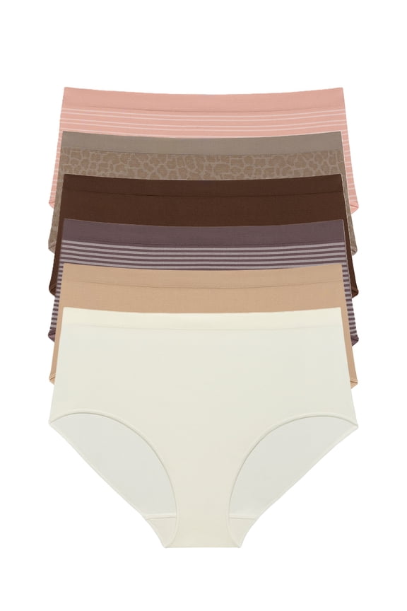Women's Seamless Brief Panties, 6-Pack, Sizes XS-XXXL