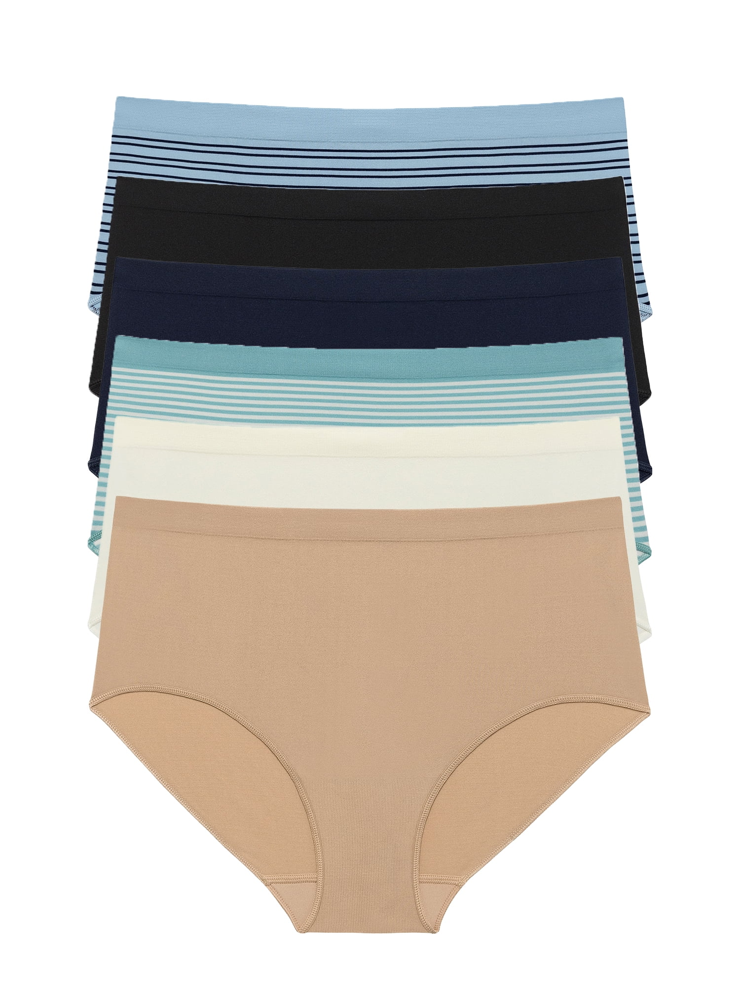 Joyspun Women's Seamless Brief Panties, 6-Pack, Sizes XS-XXXL