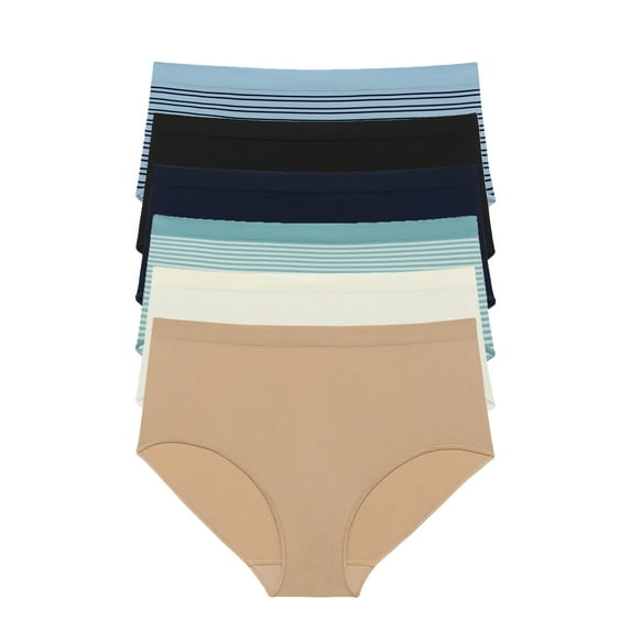 Joyspun Women's Seamless Brief Panties, 6-Pack, Sizes XS-XXXL