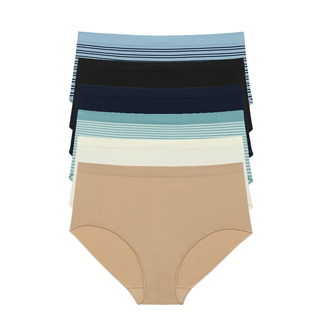 Joyspun Women's Seamless Brief Panties, 6-Pack, Sizes XS-XXXL