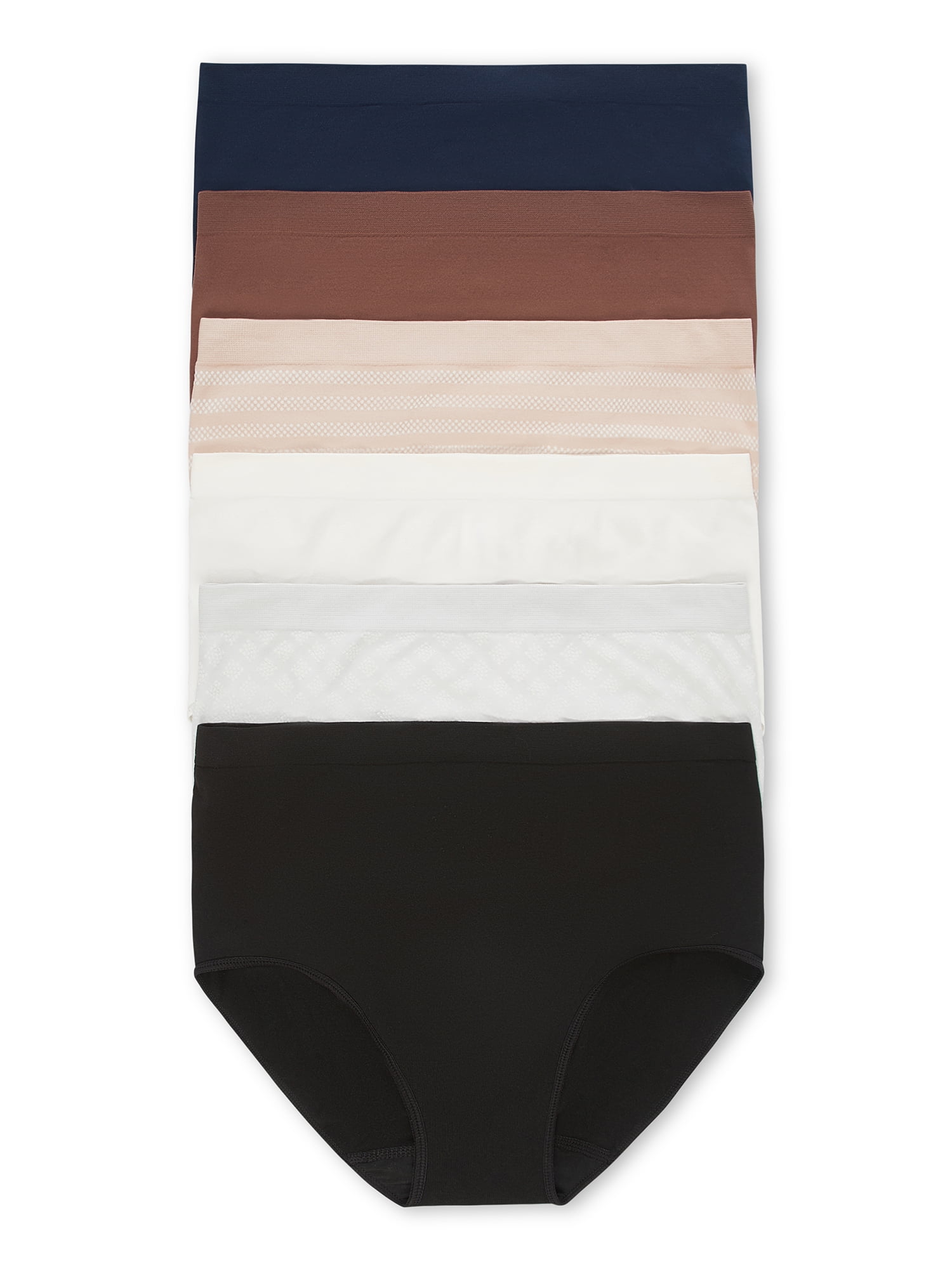 Joyspun Seamless Brief Panties 6-Pack Women's Full Coverage, High