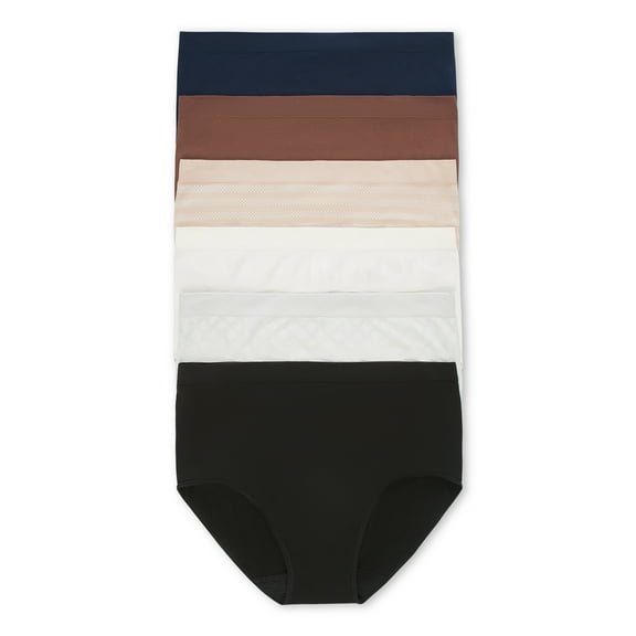 Joyspun Women's Seamless Brief Panties, 6-Pack, Sizes XS-XXXL