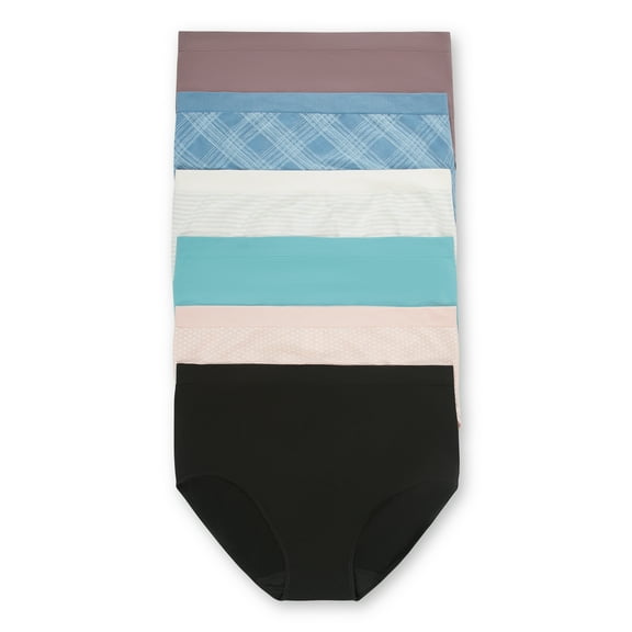 Joyspun Women's Seamless Brief Panties, 6-Pack, Sizes XS-XXXL